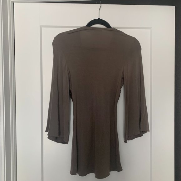 Sky Boho Braided Leather and Studded Deep V XS Shirt - Picture 2 of 2